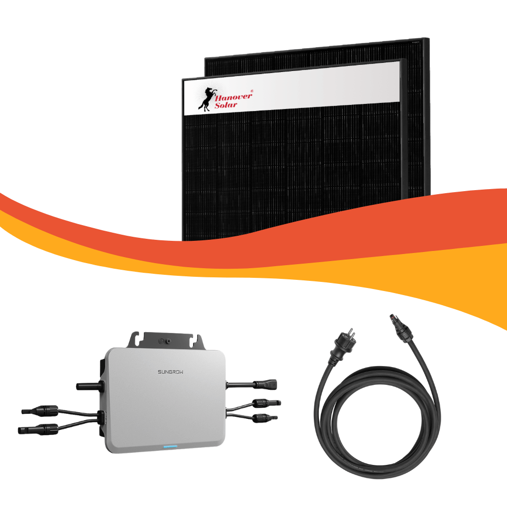 Balkonkraftwerk 890Wp – 2x Hanover Solar 445Wp-Solarmodule + Sungrow-Wechselrichter S800S